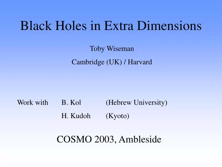 black holes in extra dimensions