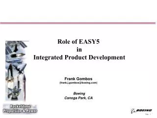 Role of EASY5 in Integrated Product Development