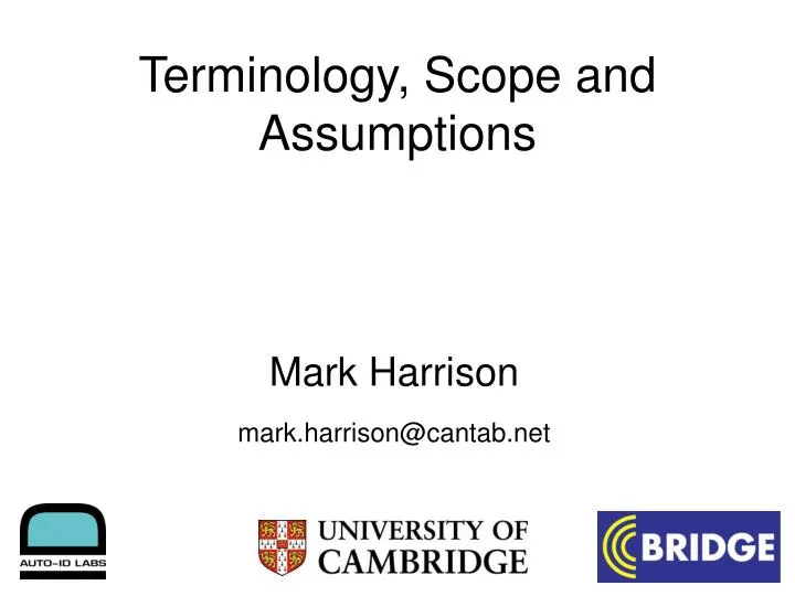 terminology scope and assumptions