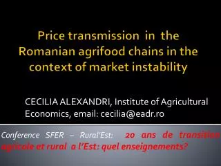 Price transmission in the Romanian agrifood chains in the context of market instability