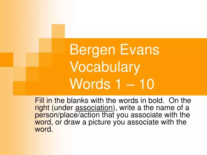bergen evans vocabulary words 1 10