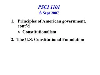 PSCI 1101 6 Sept 2007