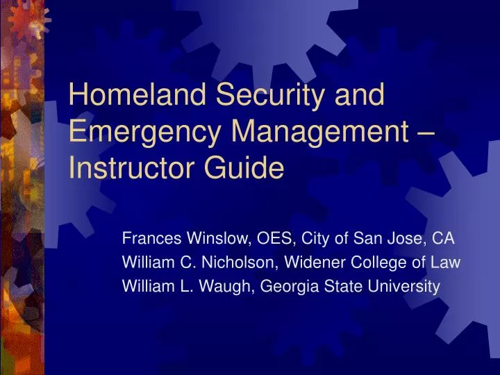 homeland security and emergency management instructor guide