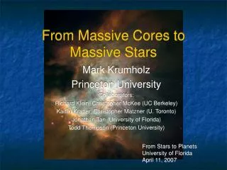 From Massive Cores to Massive Stars