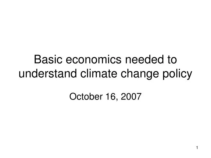 basic economics needed to understand climate change policy
