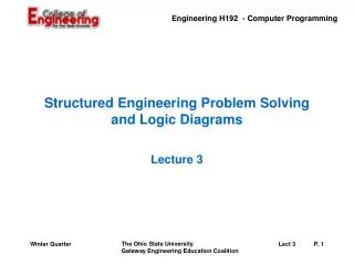 Structured Engineering Problem Solving and Logic Diagrams