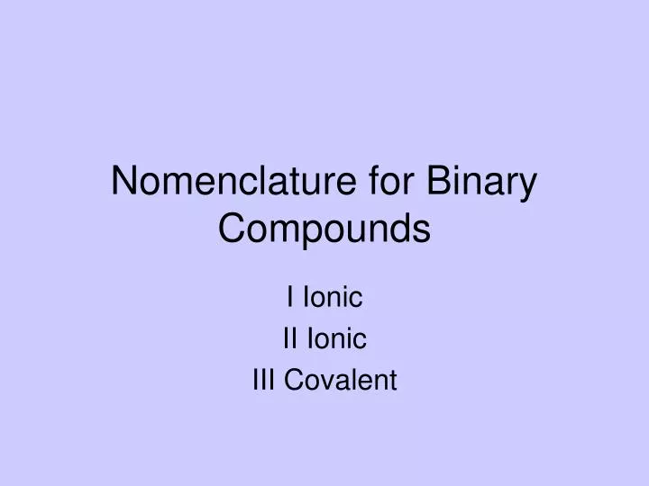 nomenclature for binary compounds