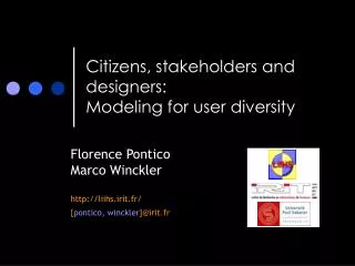 Citizens, stakeholders and designers: Modeling for user diversity