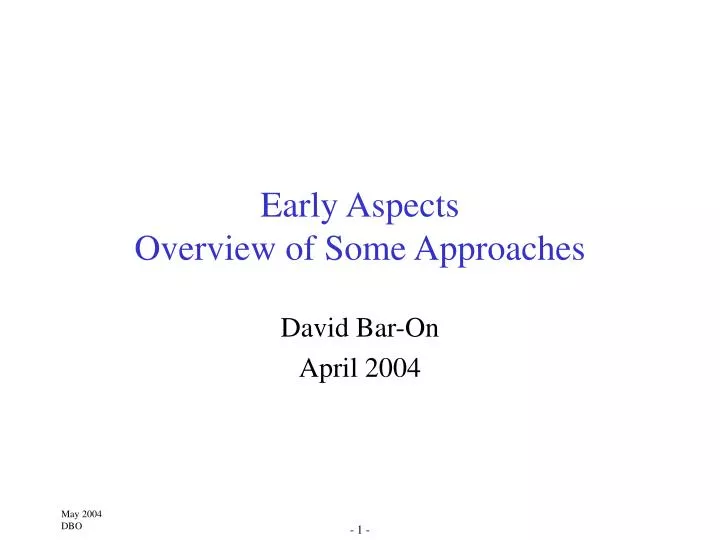 early aspects overview of some approaches