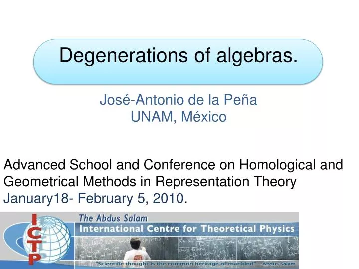 degenerations of algebras jos antonio de la pe a unam m xico