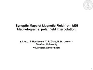 Synoptic Maps of Magnetic Field from MDI Magnetograms: polar field interpolation.