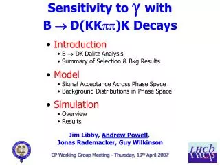 Sensitivity to g with B ® D(KK pp )K Decays