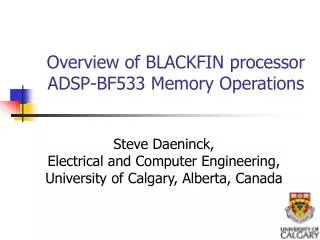 Overview of BLACKFIN processor ADSP-BF533 Memory Operations
