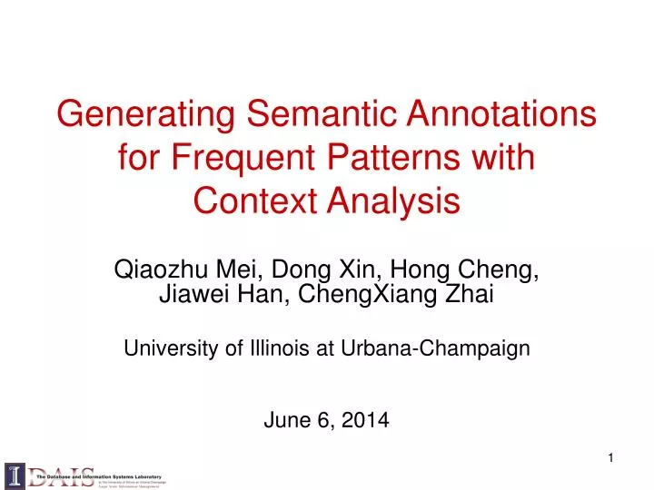 generating semantic annotations for frequent patterns with context analysis