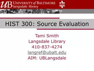 HIST 300: Source Evaluation
