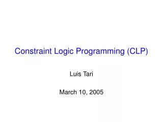 Constraint Logic Programming (CLP)