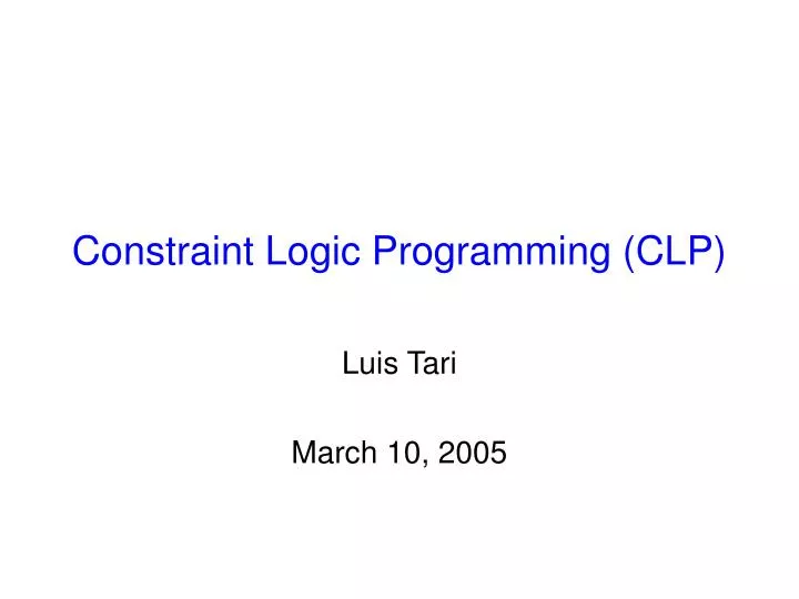 constraint logic programming clp