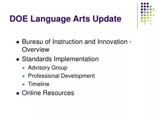 DOE Language Arts Update