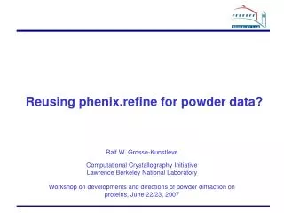 Reusing phenix.refine for powder data?