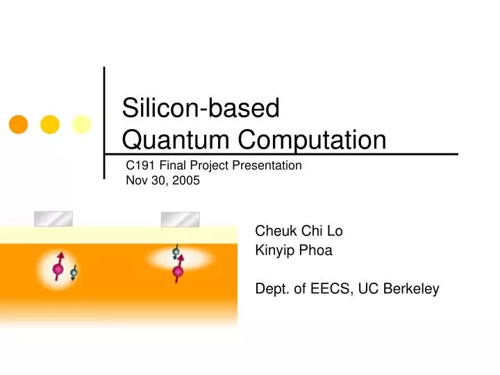 silicon based quantum computation