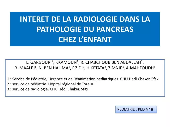 interet de la radiologie dans la pathologie du pancreas chez l enfant