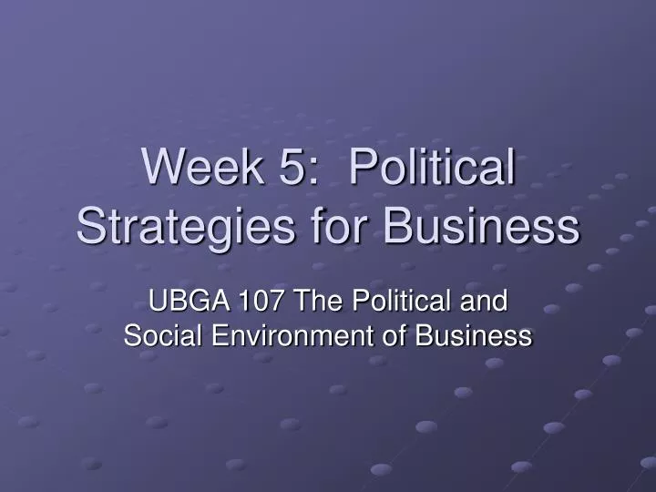 week 5 political strategies for business