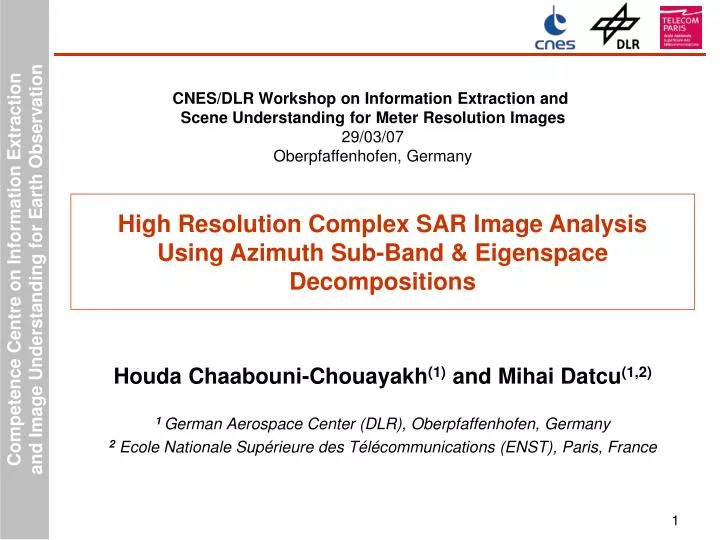 high resolution complex sar image analysis using azimuth sub band eigenspace decompositions