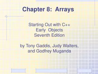 Chapter 8: Arrays