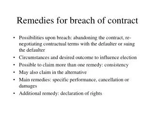 Remedies for breach of contract