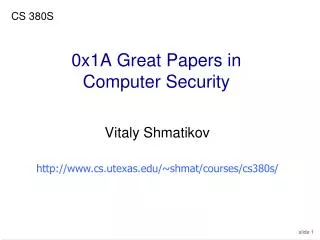 0x1A Great Papers in Computer Security