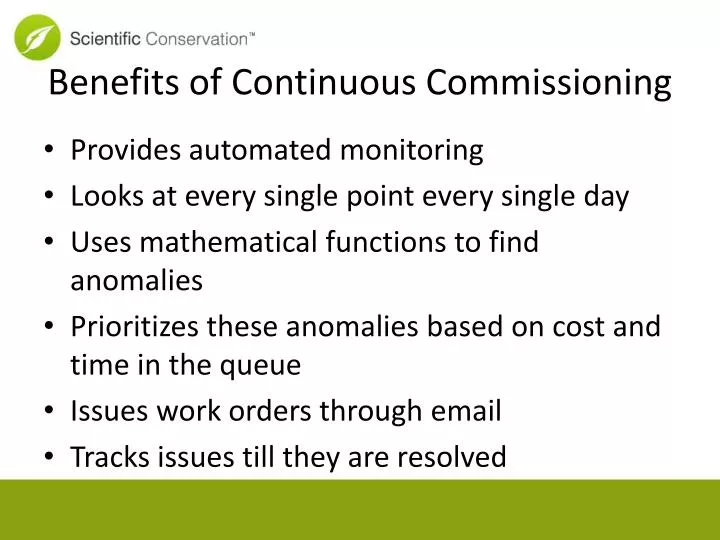 benefits of continuous commissioning
