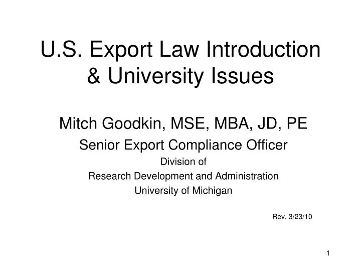 u s export law introduction university issues