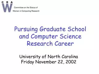 Pursuing Graduate School and Computer Science Research Career