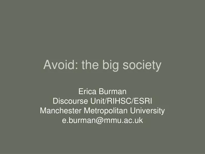 avoid the big society