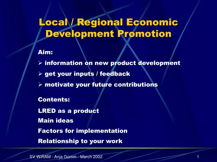local regional economic development promotion