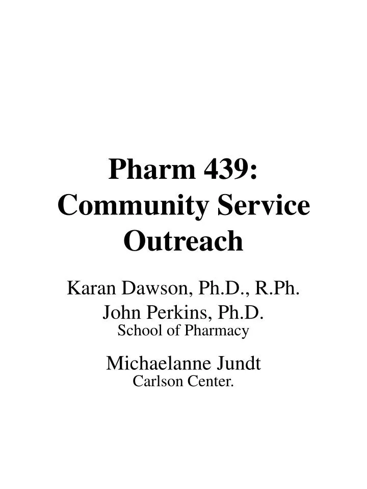 pharm 439 community service outreach
