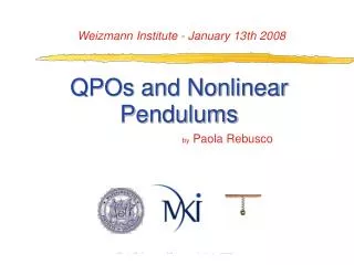 QPOs and Nonlinear Pendulums