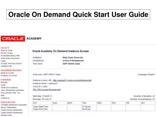 Oracle On Demand Quick Start User Guide
