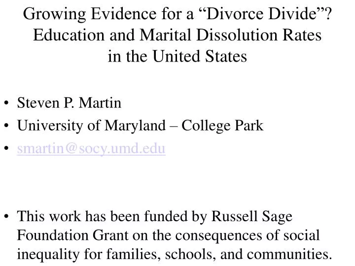 growing evidence for a divorce divide education and marital dissolution rates in the united states