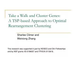 Take a Walk and Cluster Genes: A TSP-based Approach to Optimal Rearrangement Clustering