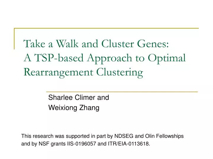 take a walk and cluster genes a tsp based approach to optimal rearrangement clustering
