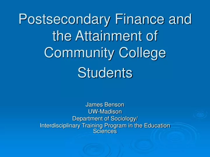 postsecondary finance and the attainment of community college students