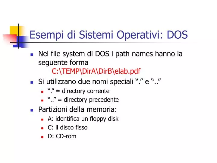 esempi di sistemi operativi dos