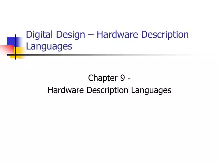 digital design hardware description languages