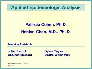 Applied Epidemiologic Analysis