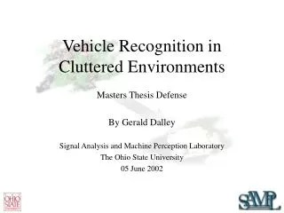 Vehicle Recognition in Cluttered Environments