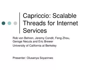 Capriccio: Scalable Threads for Internet Services