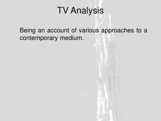 TV Analysis