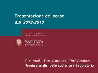 Presentazione del corso a.a. 2012-2013