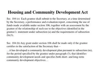Housing and Community Development Act